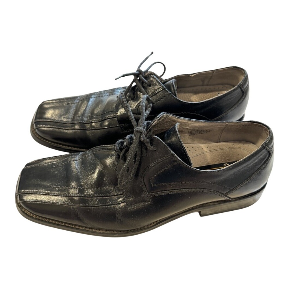 Stacy Adams Dress Shoes Black Leather Square Toe‎ Lace Up Oxford Style Mens 8M